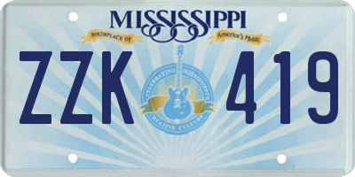 MS license plate ZZK419