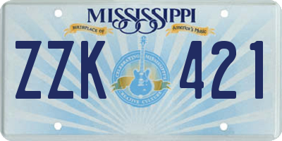 MS license plate ZZK421