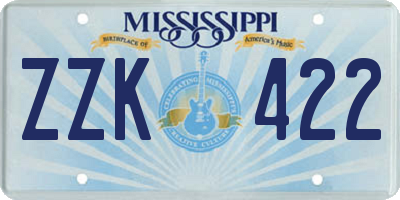 MS license plate ZZK422
