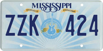 MS license plate ZZK424