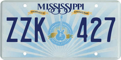 MS license plate ZZK427