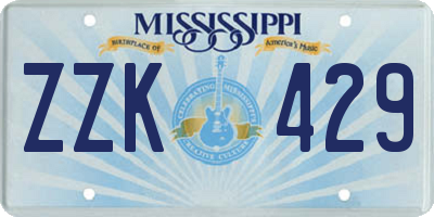 MS license plate ZZK429