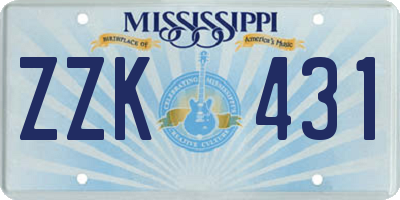 MS license plate ZZK431