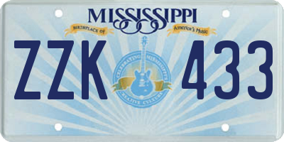 MS license plate ZZK433