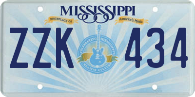 MS license plate ZZK434