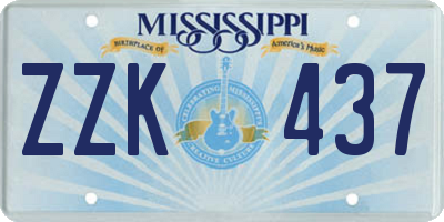 MS license plate ZZK437