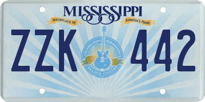 MS license plate ZZK442
