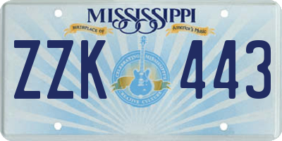 MS license plate ZZK443