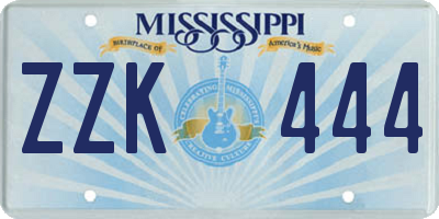 MS license plate ZZK444