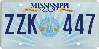 MS license plate ZZK447