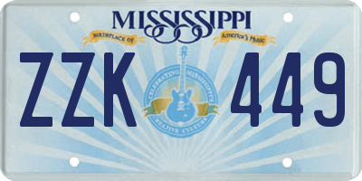 MS license plate ZZK449