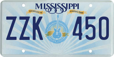 MS license plate ZZK450