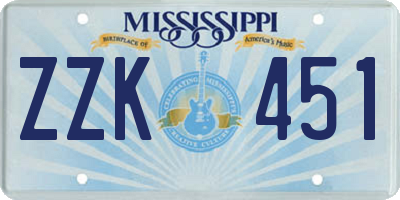MS license plate ZZK451