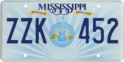 MS license plate ZZK452