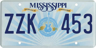 MS license plate ZZK453