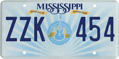 MS license plate ZZK454