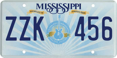 MS license plate ZZK456