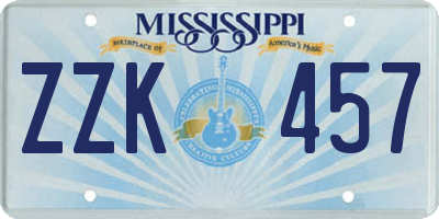 MS license plate ZZK457