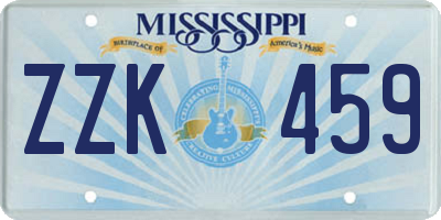 MS license plate ZZK459