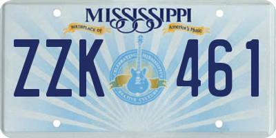MS license plate ZZK461
