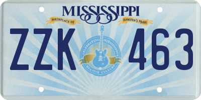 MS license plate ZZK463