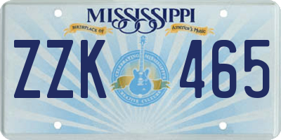 MS license plate ZZK465