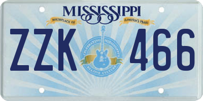 MS license plate ZZK466