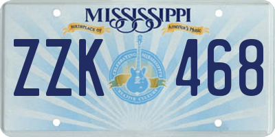 MS license plate ZZK468