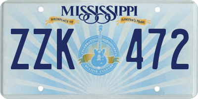 MS license plate ZZK472