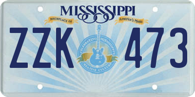 MS license plate ZZK473