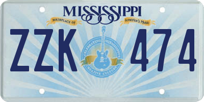 MS license plate ZZK474