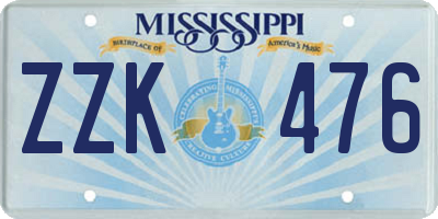 MS license plate ZZK476