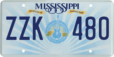 MS license plate ZZK480