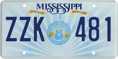 MS license plate ZZK481