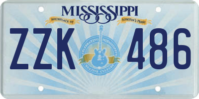 MS license plate ZZK486