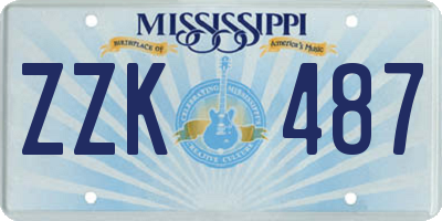 MS license plate ZZK487