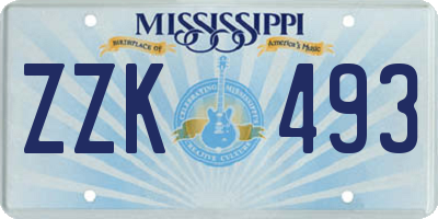 MS license plate ZZK493