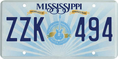 MS license plate ZZK494