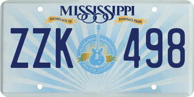 MS license plate ZZK498