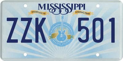 MS license plate ZZK501