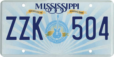 MS license plate ZZK504