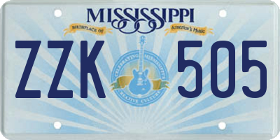 MS license plate ZZK505