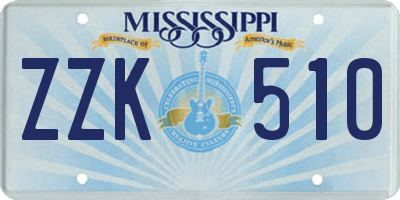MS license plate ZZK510