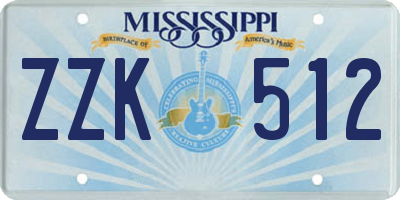 MS license plate ZZK512