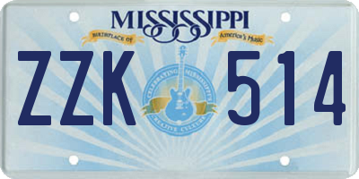 MS license plate ZZK514