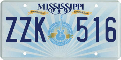 MS license plate ZZK516