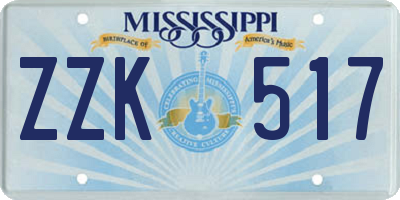 MS license plate ZZK517
