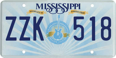 MS license plate ZZK518