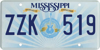MS license plate ZZK519