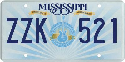 MS license plate ZZK521